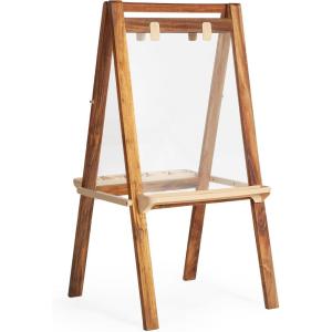 imageGuidecraft Acadia IndoorOutdoor Art Easel for Kids Acacia Wood DoubleSided Foldable SeeThru Easel  Easy to Clean Art Station w 5 Paint Cups Paper Clips Clear DryErase Board Marker Tray