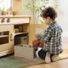 imageGuidecraft EdQ AllinOne Kids Kitchen Playset  Natural Wooden Dramatic Play Kitchen for Toddlers wStove Microwave Oven Sink Interactive Faucet Storage Shelves for Home Playroom ClassroomNatural