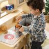 imageGuidecraft EdQ AllinOne Kids Kitchen Playset  Natural Wooden Dramatic Play Kitchen for Toddlers wStove Microwave Oven Sink Interactive Faucet Storage Shelves for Home Playroom ClassroomNatural