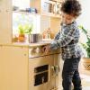 imageGuidecraft EdQ AllinOne Kids Kitchen Playset  Natural Wooden Dramatic Play Kitchen for Toddlers wStove Microwave Oven Sink Interactive Faucet Storage Shelves for Home Playroom ClassroomNatural