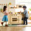 imageGuidecraft EdQ AllinOne Kids Kitchen Playset  Natural Wooden Dramatic Play Kitchen for Toddlers wStove Microwave Oven Sink Interactive Faucet Storage Shelves for Home Playroom ClassroomNatural