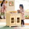 imageGuidecraft EdQ Play Kitchen Range for Toddlers  Natural Wooden Montessori Kids Kitchen Playset w 4 Burner Stove Realistic Knobs Oven Cabinet  Dramatic Play Toy for Home Playroom ClassroomNatural