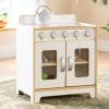 imageGuidecraft EdQ Play Kitchen Range for Toddlers  Natural Wooden Montessori Kids Kitchen Playset w 4 Burner Stove Realistic Knobs Oven Cabinet  Dramatic Play Toy for Home Playroom ClassroomWhite
