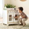 imageGuidecraft EdQ Play Kitchen Range for Toddlers  Natural Wooden Montessori Kids Kitchen Playset w 4 Burner Stove Realistic Knobs Oven Cabinet  Dramatic Play Toy for Home Playroom ClassroomWhite