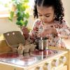 imageGuidecraft EdQ Play Kitchen Range for Toddlers  Natural Wooden Montessori Kids Kitchen Playset w 4 Burner Stove Realistic Knobs Oven Cabinet  Dramatic Play Toy for Home Playroom ClassroomNatural