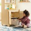 imageGuidecraft EdQ Play Kitchen for Toddlers wMicrowave amp Cupboard  Natural Wooden Dramatic Kitchen Playset wRealistic Microwave Knobs Storage Bins amp Cabinet Shelves for Home Playroom ClassroomNatural