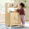 imageGuidecraft EdQ Play Kitchen for Toddlers wMicrowave amp Cupboard  Natural Wooden Dramatic Kitchen Playset wRealistic Microwave Knobs Storage Bins amp Cabinet Shelves for Home Playroom ClassroomNatural