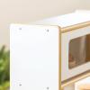 imageGuidecraft EdQ Play Kitchen for Toddlers wMicrowave amp Cupboard  Natural Wooden Dramatic Kitchen Playset wRealistic Microwave Knobs Storage Bins amp Cabinet Shelves for Home Playroom ClassroomWhite
