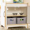 imageGuidecraft EdQ Play Kitchen for Toddlers wMicrowave amp Cupboard  Natural Wooden Dramatic Kitchen Playset wRealistic Microwave Knobs Storage Bins amp Cabinet Shelves for Home Playroom ClassroomWhite