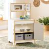 imageGuidecraft EdQ Play Kitchen for Toddlers wMicrowave amp Cupboard  Natural Wooden Dramatic Kitchen Playset wRealistic Microwave Knobs Storage Bins amp Cabinet Shelves for Home Playroom ClassroomWhite