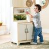 imageGuidecraft EdQ Play Kitchen for Toddlers wMicrowave amp Cupboard  Natural Wooden Dramatic Kitchen Playset wRealistic Microwave Knobs Storage Bins amp Cabinet Shelves for Home Playroom ClassroomWhite