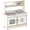 imageGuidecraft EdQ AllinOne Kids Kitchen Playset  Natural Wooden Dramatic Play Kitchen for Toddlers wStove Microwave Oven Sink Interactive Faucet Storage Shelves for Home Playroom ClassroomWhite