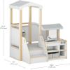 imageGuidecraft EdQ Toddler Kitchen Loft  White MultiLevel Birch Wood Indoor Kids Climbing Loft with Pretend Play Kitchen Sink Stove and Storage with Bins for Classroom amp Daycare  Ages 18MWhite