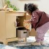 imageGuidecraft EdQ Play Kitchen Sink for Toddlers  White Wooden Montessori Kids Kitchen Playset wInteractive Faucet Storage Cabinets amp 2 Fabric Bins  Pretend Play Toy for Home Playroom ClassroomNatural