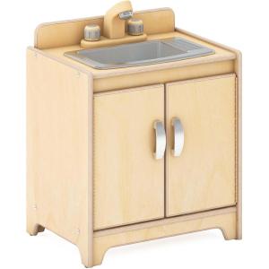 imageGuidecraft EdQ Play Kitchen Sink for Toddlers  White Wooden Montessori Kids Kitchen Playset wInteractive Faucet Storage Cabinets amp 2 Fabric Bins  Pretend Play Toy for Home Playroom ClassroomNatural