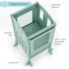 imageGuidecraft Kitchen Helper Toddler Tower and Mealtime and Play Tray Bundle Martha Stewart Mint Folding Adjustable Step Stool with Keepers NonSlip Mat and Easy to Clean Detachable Tray Table