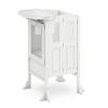 imageGuidecraft Kitchen Helper Toddler Tower and Mealtime and Play Tray Bundle Martha Stewart Linen White Folding Adjustable Step Stool with Keepers NonSlip Mat Detachable Tray Table