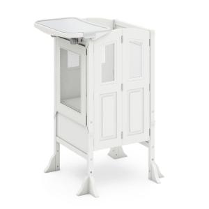 imageGuidecraft Kitchen Helper Toddler Tower and Mealtime and Play Tray Bundle Martha Stewart Linen White Folding Adjustable Step Stool with Keepers NonSlip Mat Detachable Tray Table