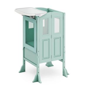 imageGuidecraft Kitchen Helper Toddler Tower and Mealtime and Play Tray Bundle Martha Stewart Mint Folding Adjustable Step Stool with Keepers NonSlip Mat and Easy to Clean Detachable Tray Table
