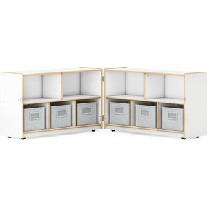 image:imageGuidecraft EdQ Fold amp Lock Storage Unit 24 Natural Wooden 10Compartment Folding Storage Cabinet w 6 Fabric Bins amp Shelves  Montessori Furniture for Classroom Preschool Homeschool amp DaycaresWhite